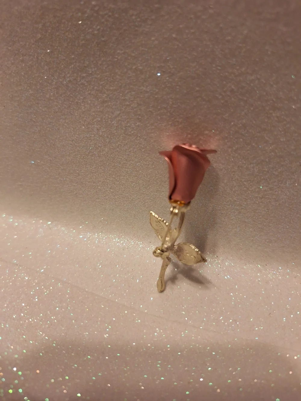 Avon Pink and Silver Metal Rose Accent